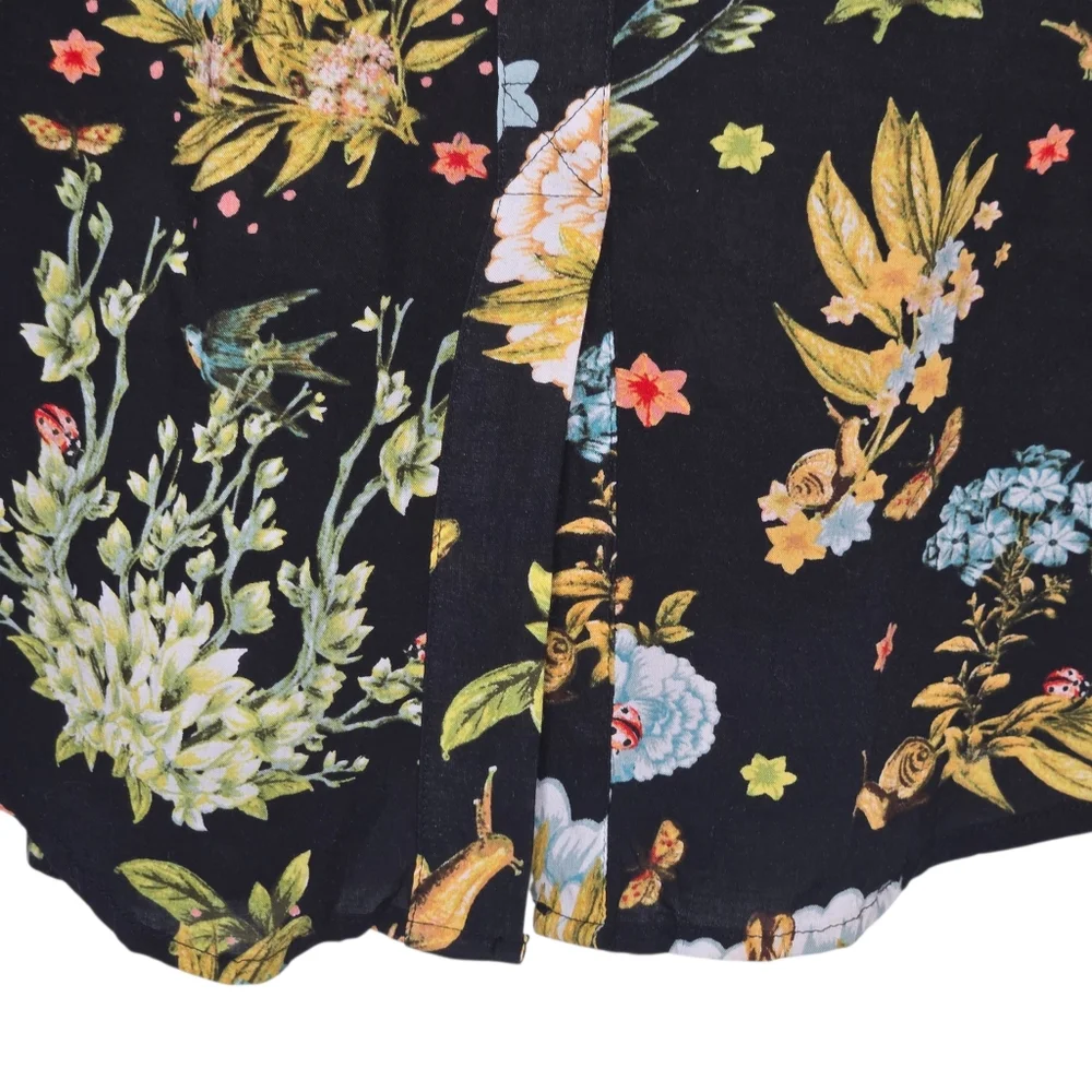 Maeve Floral Black Wildlife Rayon Blouse Size 8 - Picture 5 of 11